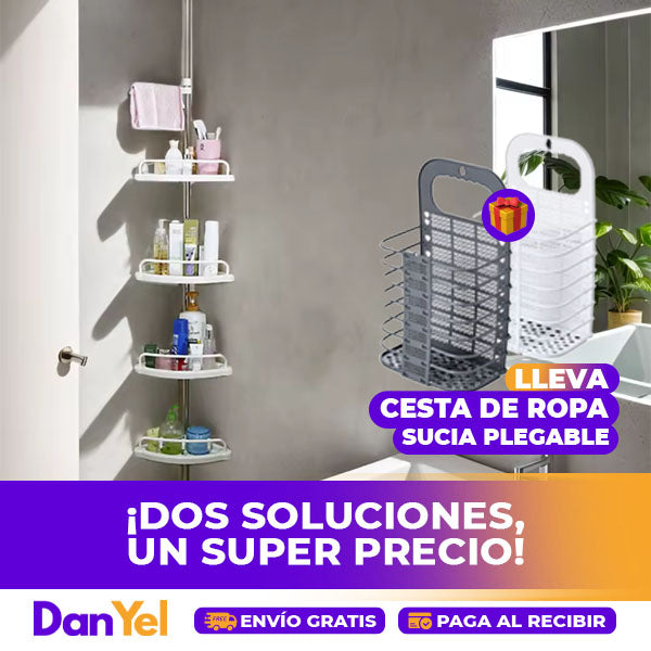 ORGANIZADOR AJUSTABLE PARA DUCHA+ 🎁 CESTA DE ROPA SUCIA PLEGABLE GRATIS 🔥SUPER PROMO 45% OFF🔥