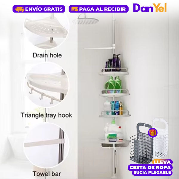 ORGANIZADOR AJUSTABLE PARA DUCHA+ 🎁 CESTA DE ROPA SUCIA PLEGABLE GRATIS 🔥SUPER PROMO 45% OFF🔥