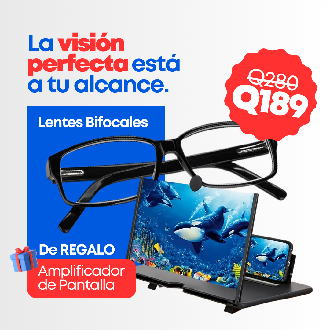 Lentes Bifocales | Pack de 2 para Ver De Lejos Y Cerca 100 A +400 + REGALO Amplificador de Pantalla