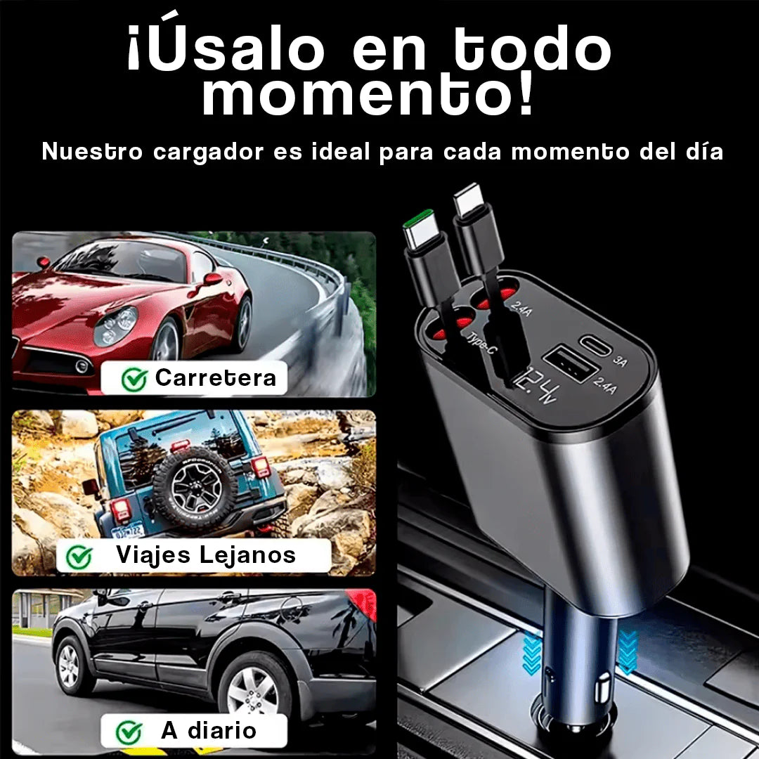 Cargador 4 en 1 para Auto | Carga Rápida