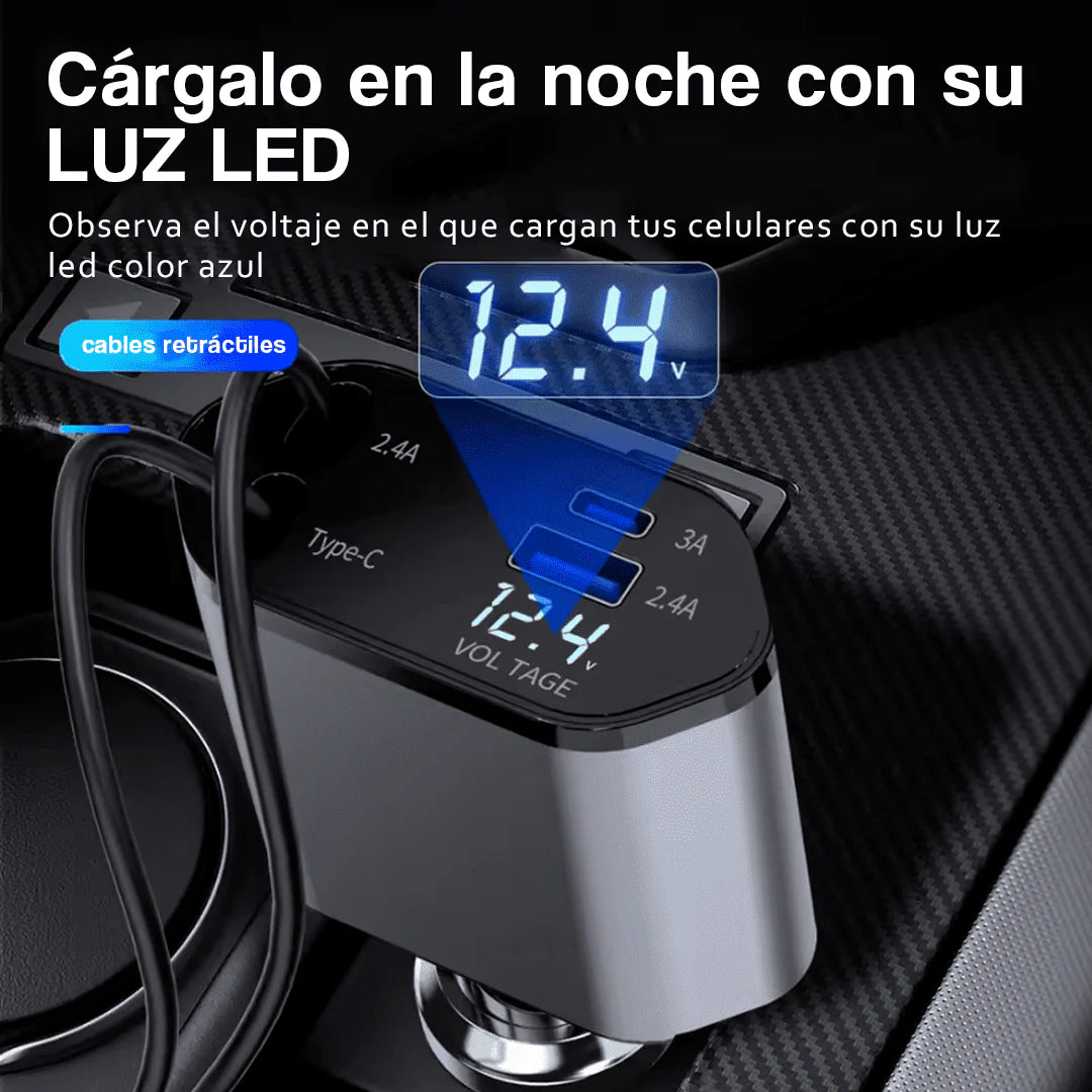 Cargador 4 en 1 para Auto | Carga Rápida
