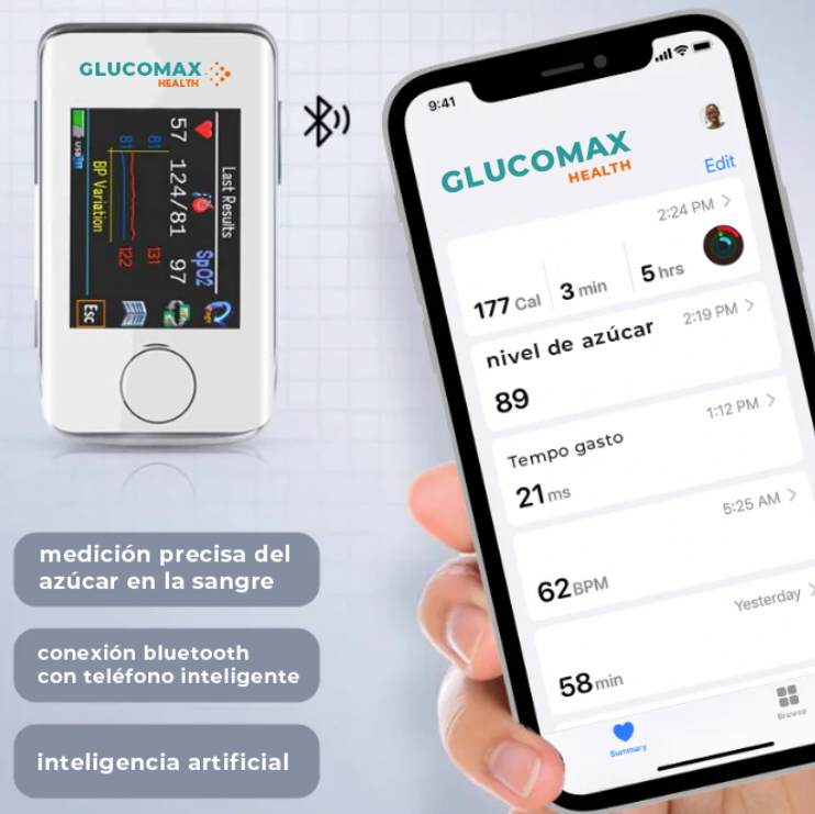 Óximetro medidor Glucomax | Mide Glucosa, Oxígeno y Pulso